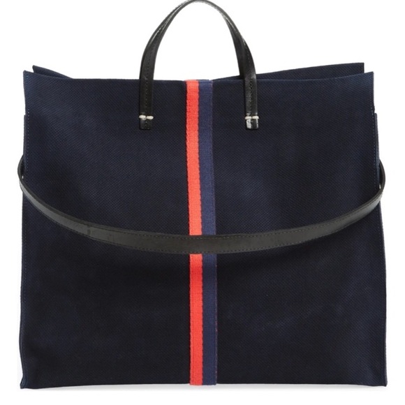 Clare V Simple Perforated Navy Suede Tote - Picture 3 of 11
